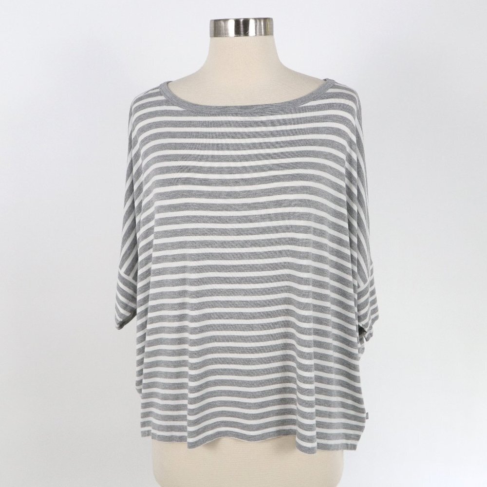 Michael Kors Tee Top Womens XS Striped Gray White Oversized